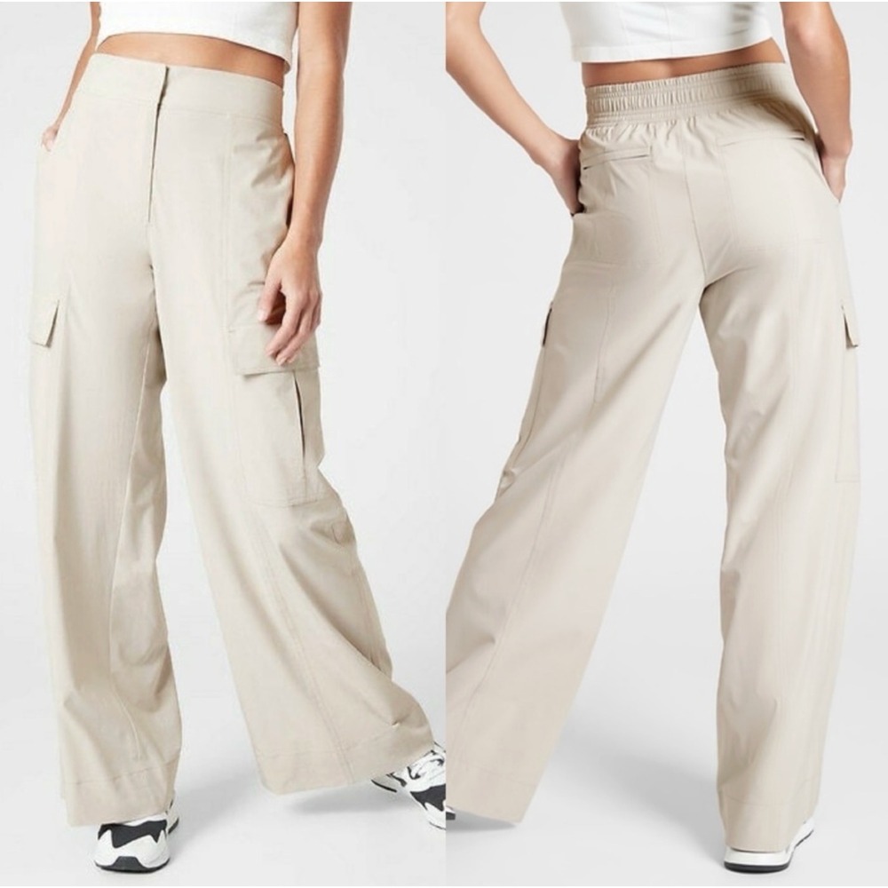Athleta Chelsea Utility Wide Leg Pant Size 16 Tall Cream Athleisure